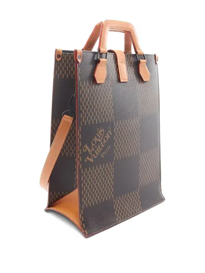 Pre-owned Louis Vuitton 2020 X Nigo Monogram Damier Ebène Giant Tote Bag In Brown
