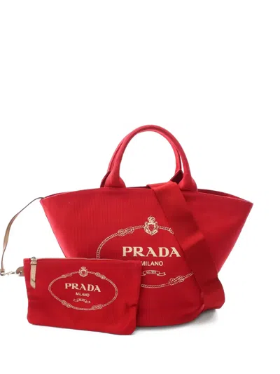 Pre-owned Prada 2010s Canvas Tote Bag In Red
