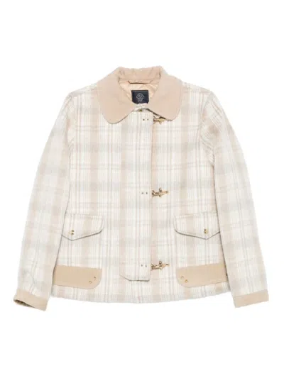 Fay Checkered Jacket In White