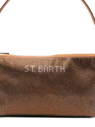 Mc2 Saint Barth Rhinestone-embellished Mini Bag In Brown