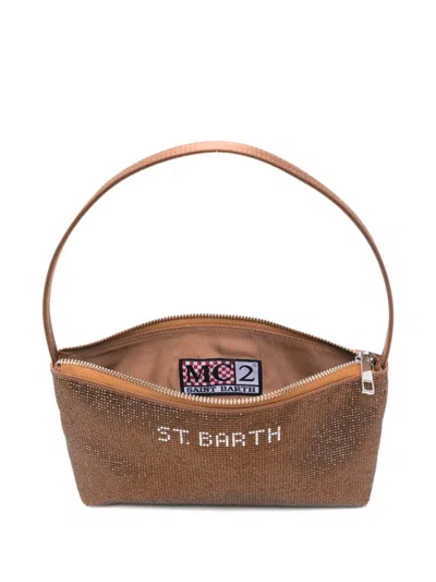 Mc2 Saint Barth Rhinestone-embellished Mini Bag In Brown