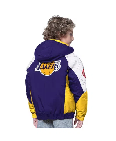 Starter Big Boys And Girls Purple/gold Los Angeles Lakers All Time Pro Jr. Full-zip Hoodie Jacket In Blue