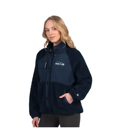 Starter Women's College Navy Seattle Seahawks On The Ball Sherpa Jacket In Blue