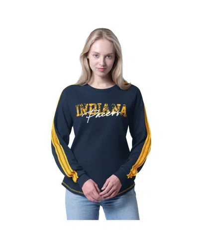 G-iii 4her By Carl Banks Women's Navy Denver Nuggets Advantage Tri-blend Long Sleeve T-shirt In Blue