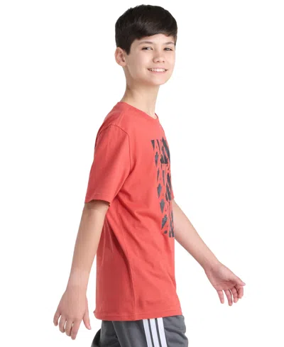 Adidas Originals Big Boys 8-20 Short Sleeve Woodland Camo Stack T-shirt In Red