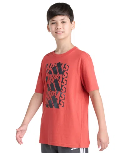 Adidas Originals Big Boys 8-20 Short Sleeve Woodland Camo Stack T-shirt In Red