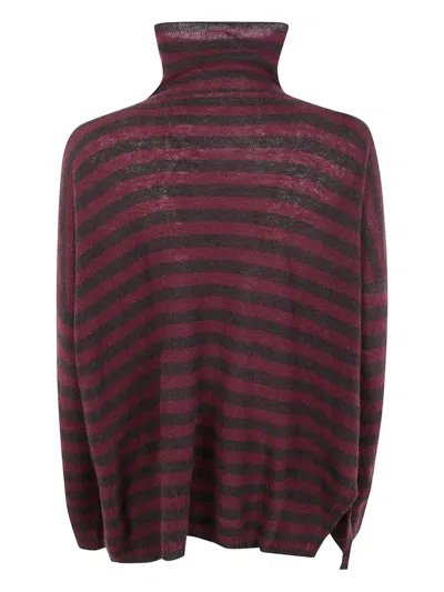 Base Extrafine Merino Wool Striped Turtleneck In Multi