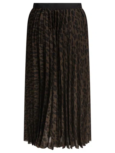 Sacai Leopard Skirt In Multi