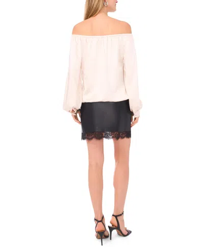 Vince Camuto Off The Shoulder Satin Top In Brown
