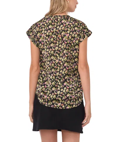 Vince Camuto Floral Print Top In Black