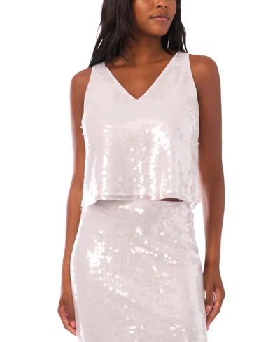 1.state Sequinned Cropped Top In Silver