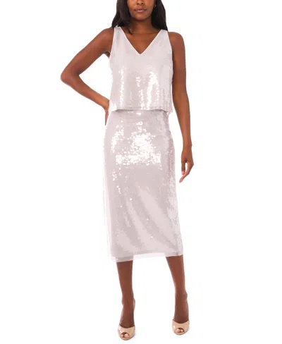 1.state Sequinned Column Skirt In Silver