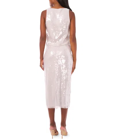 1.state Sequinned Column Skirt In Silver