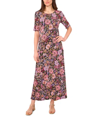 Vince Camuto Women's Floral Print Crew Neck Dress In Multi