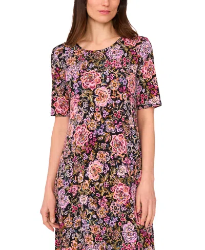 Vince Camuto Women's Floral Print Crew Neck Dress In Multi