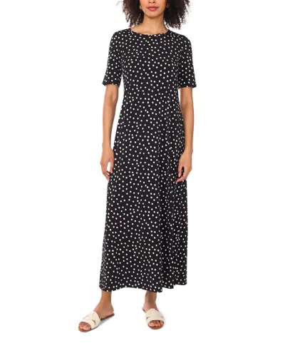 Vince Camuto Women's Polka Dot Crew Neck Maxi Dress In Black