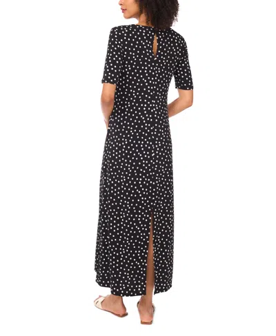 Vince Camuto Women's Polka Dot Crew Neck Maxi Dress In Black
