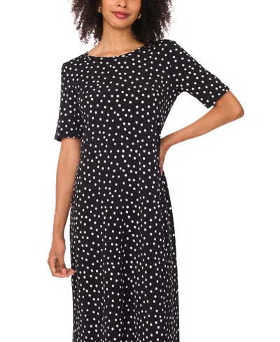 Vince Camuto Women's Polka Dot Crew Neck Maxi Dress In Black