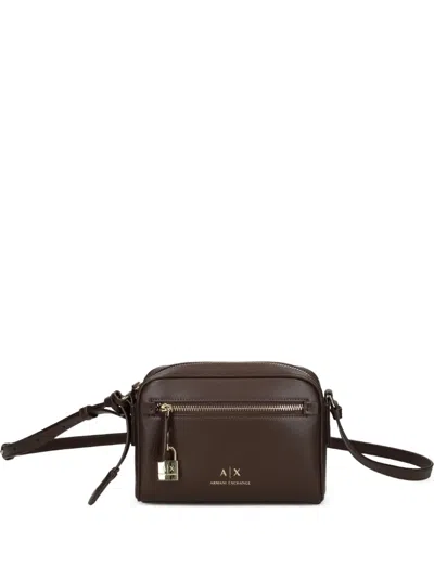 Armani Exchange Lock-detail Cross Body Bag In Brown