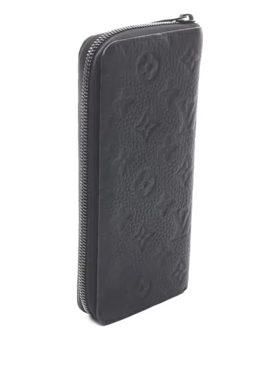 Pre-owned Louis Vuitton 2021s Monogram-pattern Leather Wallet In Black