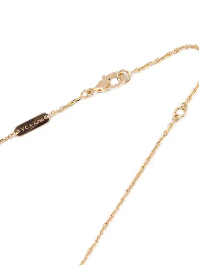 Pre-owned Van Cleef & Arpels 2010s 18k Rose Gold Diamond Onyx Alhambra Necklace