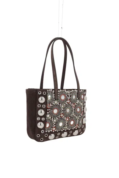 Valentino Nellcote Mirror-embellished Suede Mini Tote Bag