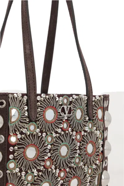 Valentino Nellcote Mirror-embellished Suede Mini Tote Bag