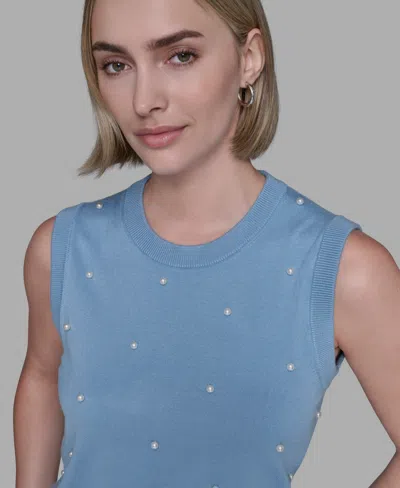 Karl Lagerfeld Women's Round Neck Top In Blue