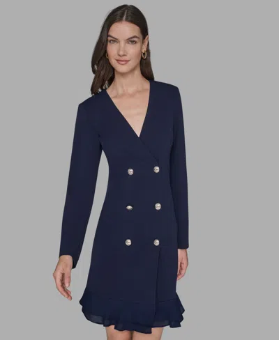 Karl Lagerfeld Women's Double-breasted Jacket Dress In Blue