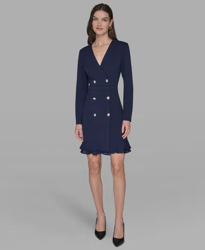 Karl Lagerfeld Women's Double-breasted Jacket Dress In Blue