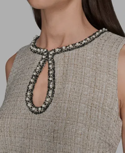 Karl Lagerfeld Tweed Keyhole Shift Dress In Multi