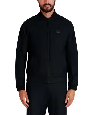 Karl Lagerfeld Men's Logo Patch Track Bomber Jacket In Black