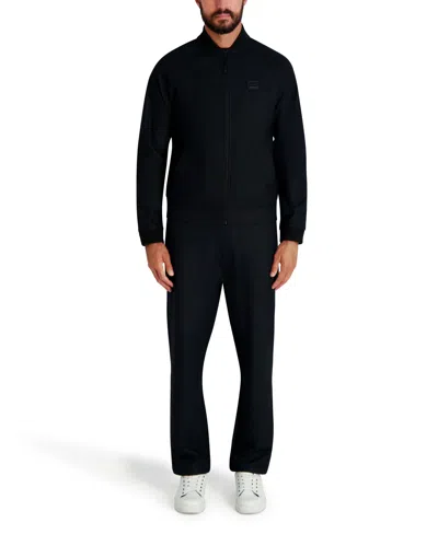 Karl Lagerfeld Men's Logo Patch Track Bomber Jacket In Black