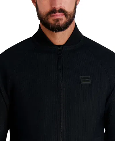 Karl Lagerfeld Men's Logo Patch Track Bomber Jacket In Black