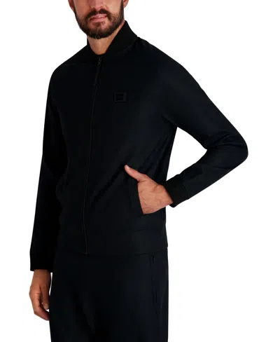 Karl Lagerfeld Men's Logo Patch Track Bomber Jacket In Black