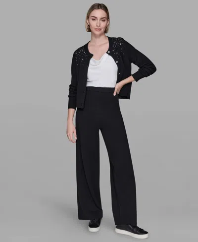 Karl Lagerfeld Women's Embellished Pull-on Pants In Black