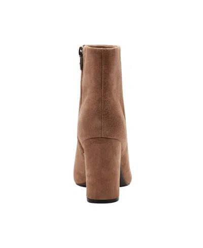 Marc Fisher Women's Alfie Block Heel Leather Ankle Bootie In Brown