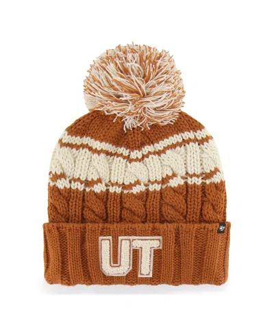 47 Brand Women's Texas Orange Texas Longhorns Emma Cuffed With Pom Knit Hat In Brown