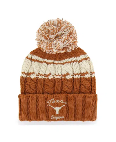 47 Brand Women's Texas Orange Texas Longhorns Emma Cuffed With Pom Knit Hat In Brown