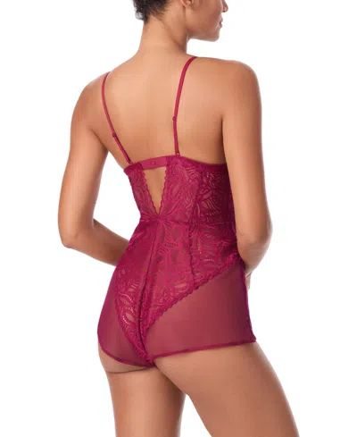 Dkny Women's Deco Lace Romper Chemise- Dk7559 In Purple