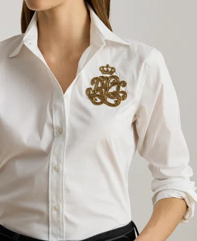 Ralph Lauren Womens Logo Detail Point Collar Shirt P Xs Xxl In White