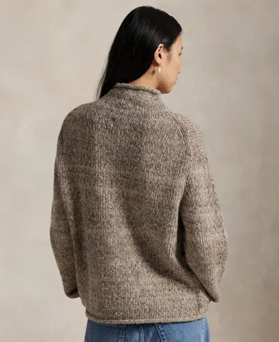 Polo Ralph Lauren Wool-blend Embroidered Flag Sweater In Brown