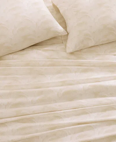 Tommy Bahama All Over Palms 300 Thread Count Cotton 4 Pc. Sheet Set In Brown