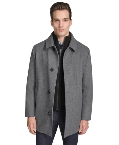 Kenneth Cole Men's Stand-collar Zip-bib Button Car Coat In Gray