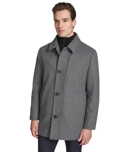 Kenneth Cole Men's Stand-collar Zip-bib Button Car Coat In Gray