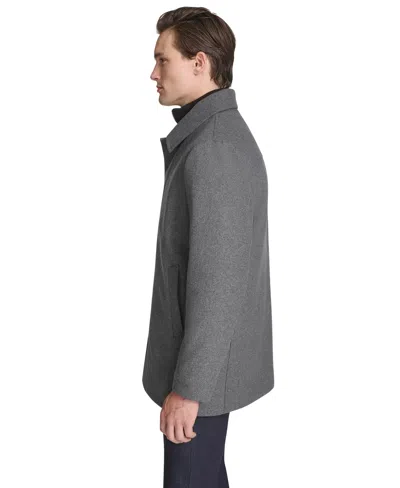 Kenneth Cole Men's Stand-collar Zip-bib Button Car Coat In Gray