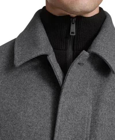Kenneth Cole Men's Stand-collar Zip-bib Button Car Coat In Gray