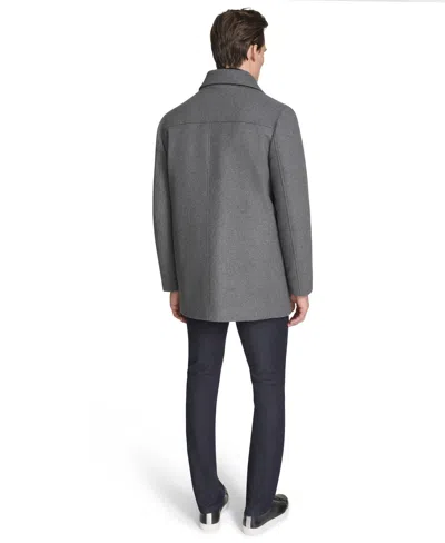 Kenneth Cole Men's Stand-collar Zip-bib Button Car Coat In Gray