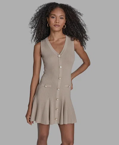 Bcbg Women's Button Front Sweater Dress In Gray