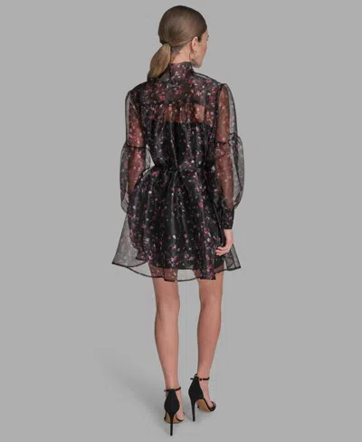 Bcbg Women's Floral Puff Long Sleeves Dress In Black